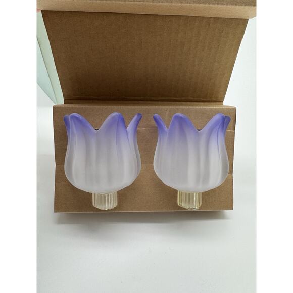 PartyLite Purple Tulip Peglites Set of 2 P7118 NEW In Box Votive Candle Holder - Picture 2 of 3